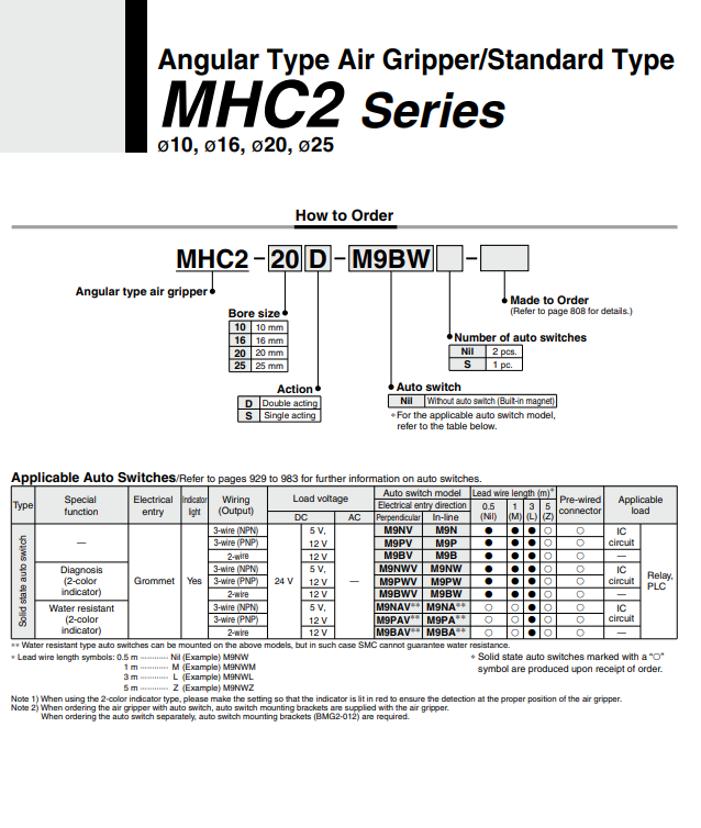 Air Gripper SMC MHC2-10S Xi lanh kẹp khí nén